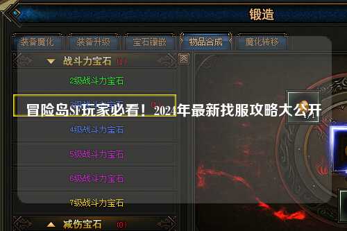 冒险岛SF玩家必看！2024年最新找服攻略大公开✨