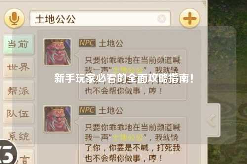 新手玩家必看的全面攻略指南！